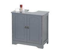 Meuble sous lavabo Relaxdays avec 2 Portes, H x L x P : 60 x 60 x 30 cm, en MDF et Zinc, Meuble de Salle de Bain, Gris