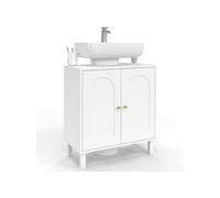 Meuble sous lavabo salle de bain ARSENE 2 portes design arche bois blanc 65x30x60cm