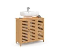 Meuble sous lavabo salle de bain bambou BEA avec placard et 3 tiroirs