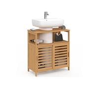Meuble sous lavabo salle de bain bambou BEA avec portes coulissantes