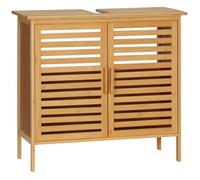 Meuble sous lavabo salle de bain - meuble sous vasque - kleankin - 2 portes rangement - bambou - 66x29x61,5cm