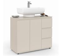 Meuble sous lavabo salle de bain TOMI avec placard et 3 tiroirs beige