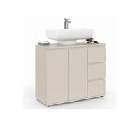 Meuble sous lavabo TOMI avec placard et 3 tiroirs - Beige - 70x30x60 cm