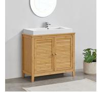 Meuble sous lavabo Värmdö avec 2 portes en bambou 60 x 67 x 30 cm