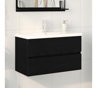 Meuble sous lavabo vidaXL avec vasque intégrée Chêne noir Bois d'ingénierie, Meuble sous lavabo vidaXL Chêne noir 80x38,5x45 cm Bois d'ingénierie