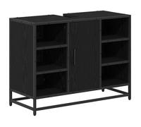 Meuble sous lavabo - vidaXL - Chêne Noir - 80x33x60 cm - Bois d'ingénierie - Cadre en acier - Compartiments avec portes