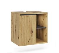 Vicco Meuble sous lavabo Viola, Artisan/Gris, 60x60cm | avec des étagères ouvertes, convient pour une installation sous des lavabos standards
