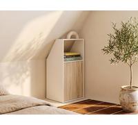 Vente-unique - Meuble sous Pente 1 Porte et 1 Niche - Blanc et Naturel - ADEZIO