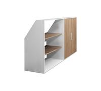 Meuble sous pente 2 portes et 2 étagères - Blanc et naturel - ADEZIO
