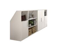 Meuble sous pente 4 portes, 2 étagères et 2 niches - Blanc - ADEZIO