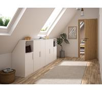 Vente-unique - Meuble sous Pente 6 Portes et 2 niches - Blanc - ADEZIO