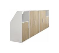 Vente-unique Armoire sous Toit incliné avec 6 Portes & 2 étagéres - Blanc & Bois - ADEZIO