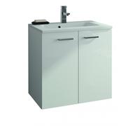 Meuble sous vasque 60 cm suspendu Angelo - 2 portes - Blanc brillant Néova