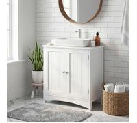 Meuble sous vasque avec Étagère Réglable, Rangement Spacieux, Style Campagne, 30 x 60 x 60 cm, Blanc