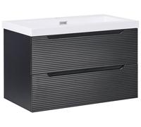 Meuble Sous-Vasque avec Lavabo Mural Armoire de Salle de Bain 80 cm Noir