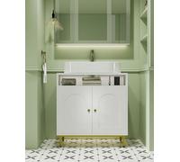 Meuble sous-vasque blanc - 30 x 60 x 63 cm - MDF - Pour salle de bain et toilettes