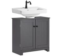 Meuble sous Vasque BZR18-II-DG SoBuy à 2 étages et 2 Portes - L60cm x P30cm x H60cm - Gris