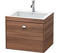 Meuble sous vasque Duravit Brioso c-bonded 60 x 48 cm, chromé / noyer naturel, sans trou pour robinet