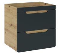 Meuble sous vasque ERBANO – 60 cm – Coloris chêne clair et gris anthracite – 2 portes – À suspendre