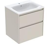 Geberit Meuble sous lavabo Renova Plan 504039DB8 – 60 cm, 2 tiroirs, blanc KeraTect / gris sable