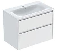 Geberit Meuble lavabo Renova Plan 504040001 2 tiroirs lavabo blanc façade blanc laqué satiné