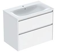 Geberit Ensemble lavabo Renova Plan 504040011 pour meuble bord étroit 2 tiroirs blanc/vernis satiné