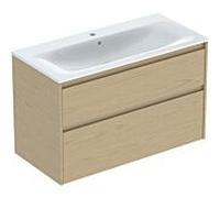 Geberit Ensemble lavabo Renova Plan 504041PS8 100×62,1×48 2 tiroirs KeraTect blanc chêne/mélamine