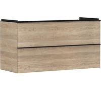 Meuble sous-vasque Hansgrohe Xelu Q, finition chêne naturel, dimensions 1180/475 mm, avec 2 tiroirs pour vasque, poignée de finition noire mate