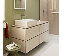 hansgrohe Xilesa E meuble sous-lavabo, 4 tiroirs PushOpen, pour plan de toilette découpe au centre, 1375x550x620mm, 54306780, Couleur: Beige sable mat