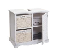 Meuble sous-vasque HWC-H20, meuble sous-vasque de salle de bain 60x65x31cm shabby blanc