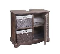 Meuble sous-vasque HWC-H20, meuble sous-vasque de salle de bain 60x65x31cm shabby marron