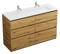 Meuble sous-vasque Lin20 de burgbad avec vasque en résine minérale, 142 cm, 6 tiroirs