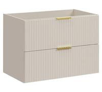 Meuble sous vasque NOXERA – 80 cm – 2 tiroirs – Beige mat – Finitions haut de gamme suspendues