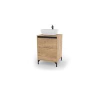 Meuble sous vasque pour salle de bain coloris Chêne doré (sans lavabo) - Longueur 53 x Hauteur 77,5 x Profondeur 51 cm - -