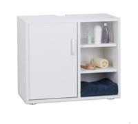 Meuble sous Vasque - RELAXDAYS - Blanc - 1 Porte - 3 Étagères - MDF 51x60x32cm