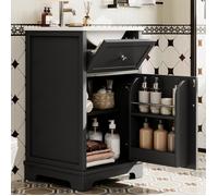 Meuble sous vasque salle de bain grand espace de stockage-Meuble lavabo main wc et bassin intégré noir-51x46x87cm