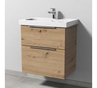 Meuble sous-vasque Sanipa 3 voies, pour vasque en céramique iCon Light de 60 cm, avec 2 tiroirs équipés de poignées encastrées