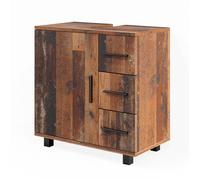 Meuble sous vasque simple Ilias, 60x60.8cm avec porte et 3 tiroirs, Chêne rustique, Vicco 40485