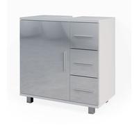 Meuble sous vasque simple Ilias, 60x60.8cm, Blanc Haute brillance, Vicco 40133