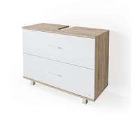 Meuble sous vasque simple Ilias, 80x60.8cm, Blanc/Sonoma, Vicco 34584