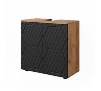 Vicco Meuble sous Vasque Simple Irma Anthracite nid d'abeille 60x59cm | avec découpe pour siphon et étagère de rangement