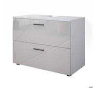 Vicco Meuble sous Vasque Simple Irma, Blanc Haute Brillance, 80x58.6cm, adapté à l'installation au-Dessus du Siphon avec orifices de Ventilation