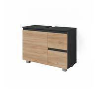Vicco Meuble sous Vasque Simple J-Shape, Sonoma, 80x60.8cm | avec découpe pour siphon pour installation sous lavabo