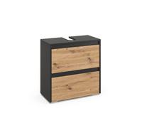 Meuble sous vasque simple Majest, 60.1x62cm avec 2 tiroirs, Chêne Artisan, Vicco 58696