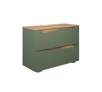 Meuble sous vasque simple Marelle, 80x57.5cm avec 2 tiroirs, Vert/Chêne Artisan, Vicco 57334