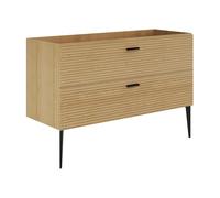 Meuble sous vasque strié sur pieds - 2 tiroirs - Naturel clair - 120 cm - SARONE
