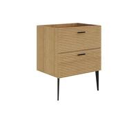Vente-unique - Meuble sous Vasque strié sur Pieds - 2 tiroirs - Naturel Clair - 60 cm - SARONE