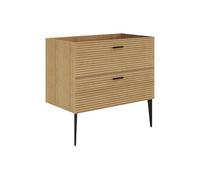 Vente-unique - Meuble sous Vasque strié sur Pieds - 2 tiroirs - Naturel Clair - 80 cm - SARONE