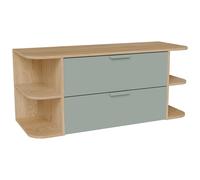Meuble sous vasque suspendu avec niches ? Vert amande et naturel clair ? L120 cm ? AVORELI