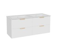 Meuble sous vasque suspendu AVORELI - Panneau de particule - Blanc - L120 cm - Vasque à encastrer - 2 tiroirs